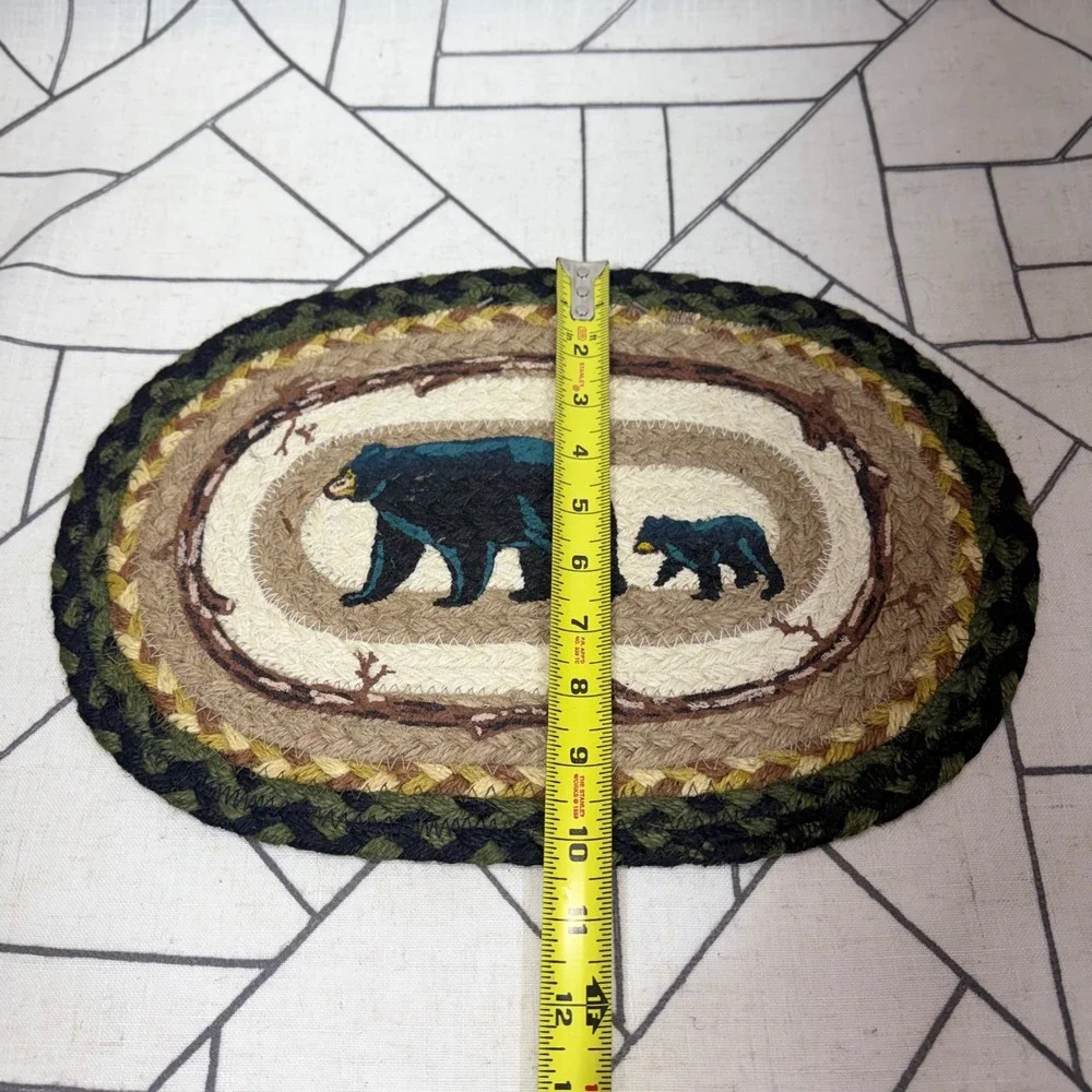 Capitol Earth Rugs Oval Jute Mat 10x15 Multicolor Mama & Baby Bear Jan Harless